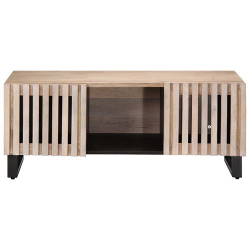 Table basse blanc 100x55x40 cm bois de manguier massif - Photo n°2; ?>