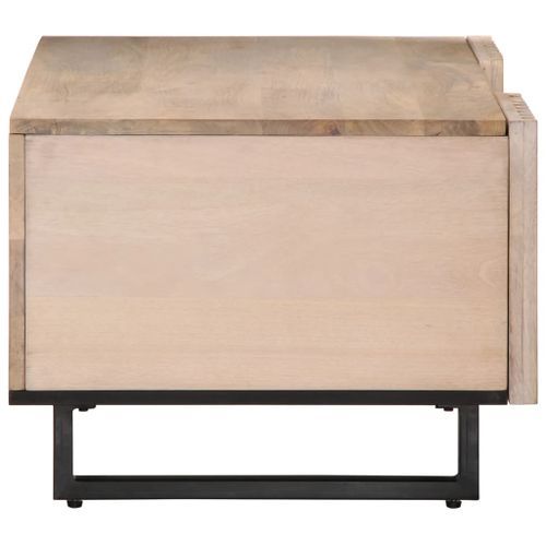 Table basse blanc 100x55x40 cm bois de manguier massif - Photo n°3; ?>