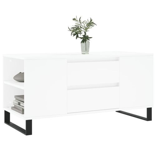 Table basse blanc 102x44,5x50 cm bois d'ingénierie - Photo n°3; ?>