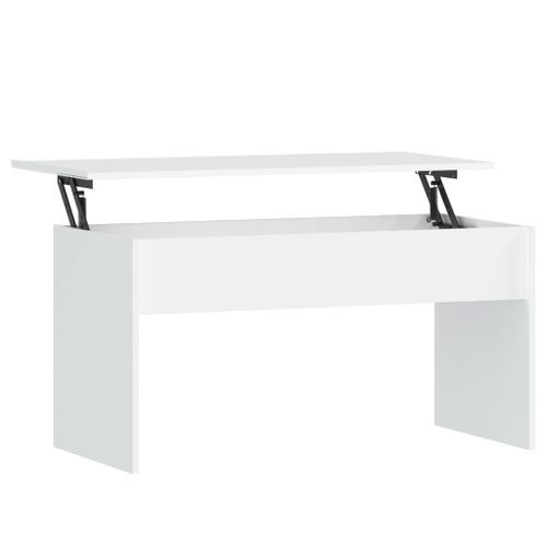 Table basse Blanc 102x50,5x52,5 cm Bois d'ingénierie - Photo n°2; ?>