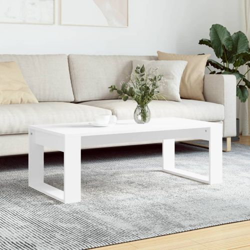 Table basse blanc 102x50x35 cm bois d'ingénierie - Photo n°2; ?>