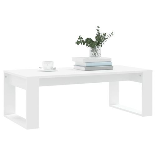 Table basse blanc 102x50x35 cm bois d'ingénierie - Photo n°3; ?>