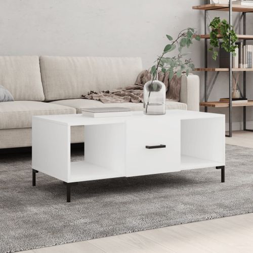 Table basse blanc 102x50x40 cm bois d'ingénierie - Photo n°2; ?>