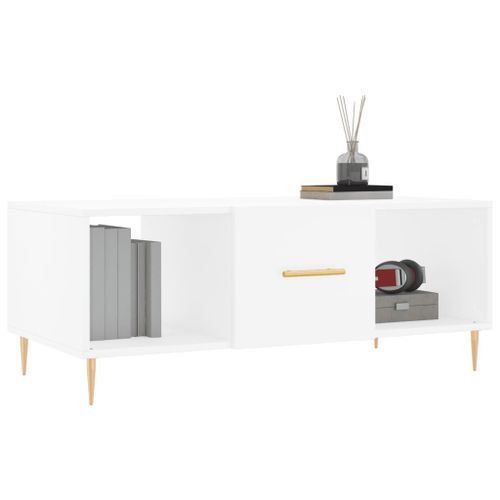 Table basse blanc 102x50x40 cm bois d'ingénierie - Photo n°3; ?>