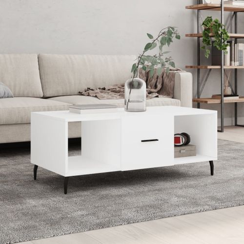 Table basse blanc 102x50x40 cm bois d'ingénierie - Photo n°2; ?>