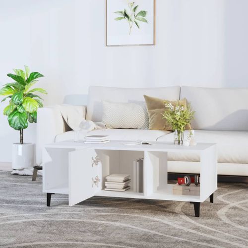 Table basse Blanc 102x50x40 cm Bois d'ingénierie - Photo n°3; ?>