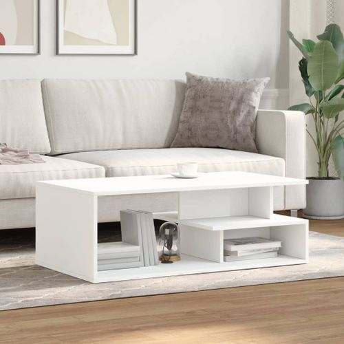 Table basse blanc 102x55x35 cm bois d'ingénierie - Photo n°3; ?>