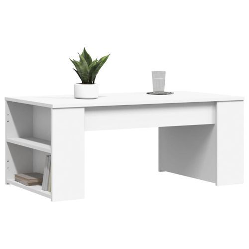 Table basse blanc 102x55x42 cm bois d'ingénierie - Photo n°3; ?>