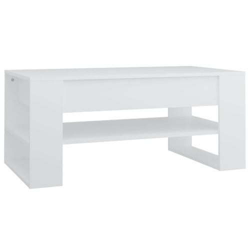 Table basse blanc 102x55x45 cm bois d'ingénierie - Photo n°2; ?>