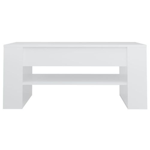 Table basse blanc 102x55x45 cm bois d'ingénierie - Photo n°3; ?>