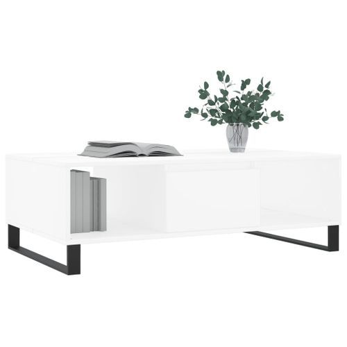 Table basse blanc 104x60x35 cm bois d'ingénierie - Photo n°3; ?>