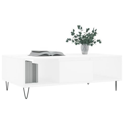 Table basse blanc 104x60x35 cm bois d'ingénierie - Photo n°3; ?>