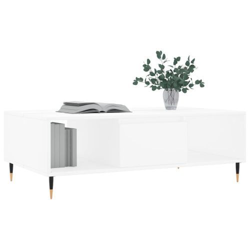 Table basse blanc 104x60x35 cm bois d'ingénierie - Photo n°3; ?>