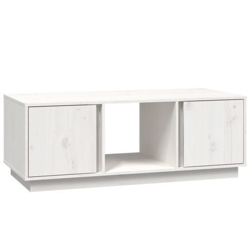 Table basse Blanc 110x50x40 cm Bois massif de pin - Photo n°2; ?>