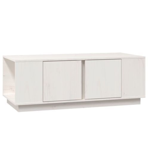 Table basse Blanc 110x50x40 cm Bois massif de pin - Photo n°2; ?>