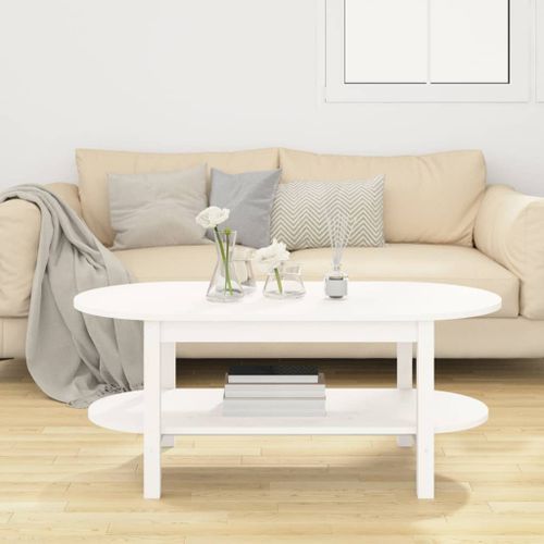 Table basse Blanc 110x55x45 cm Bois massif de pin - Photo n°3; ?>