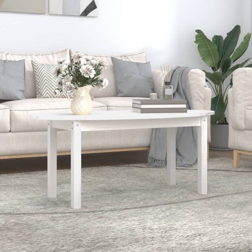 Table basse Blanc 110x55x45 cm Bois massif de pin - Photo n°2; ?>