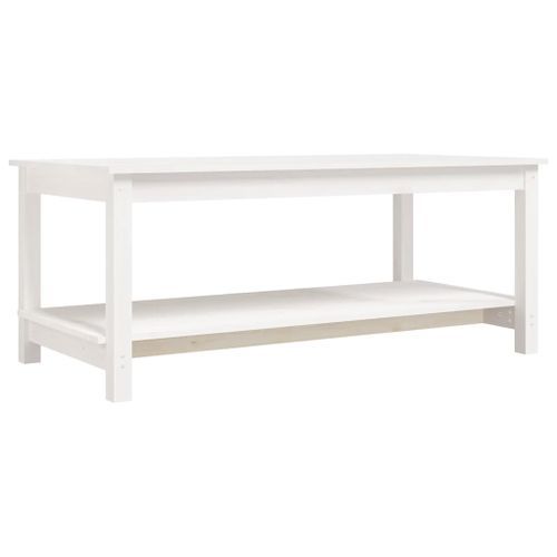 Table basse Blanc 110x55x45 cm Bois massif de pin - Photo n°2; ?>