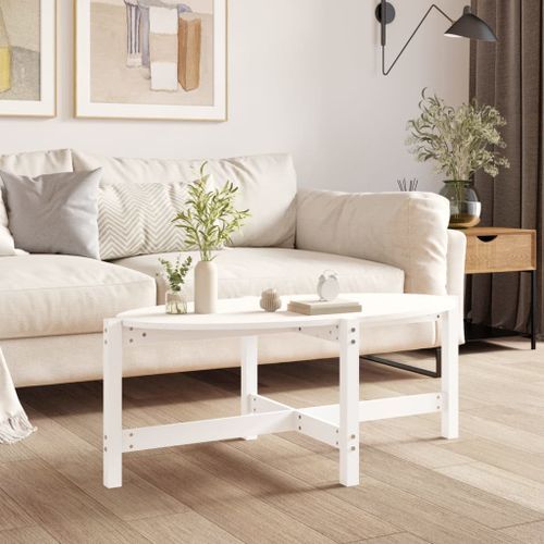 Table basse Blanc 118x63x45 cm Bois massif de pin - Photo n°2; ?>