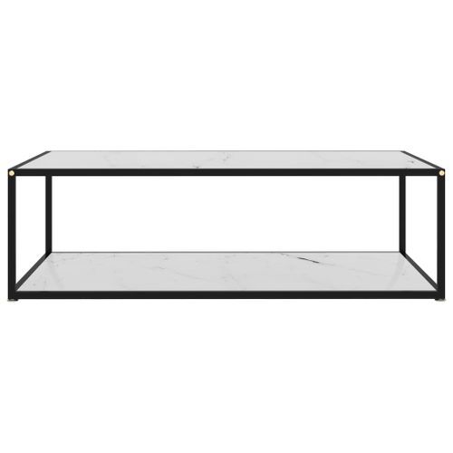 Table basse Blanc 120x60x35 cm Verre trempé - Photo n°2; ?>