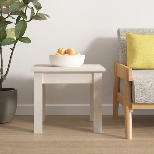 Table basse Blanc 35x35x30 cm Bois massif de pin - Photo n°3; ?>