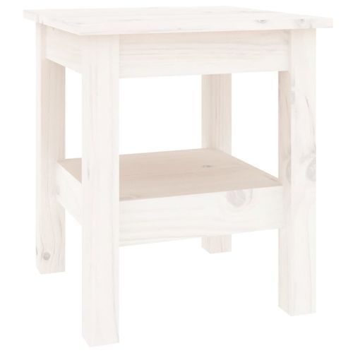 Table basse Blanc 35x35x40 cm Bois massif de pin - Photo n°2; ?>