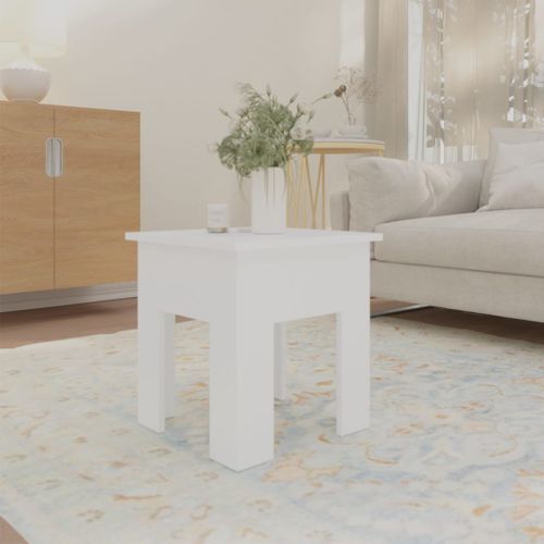 Table basse blanc 40x40x42 cm bois d'ingénierie - Photo n°3; ?>