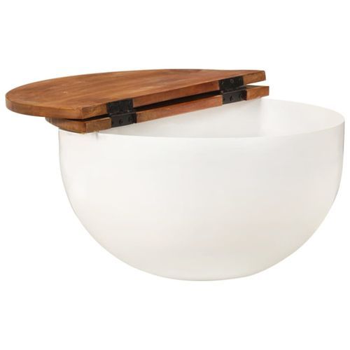 Table basse blanc 50x27 cm bois de récupération massif - Photo n°3; ?>