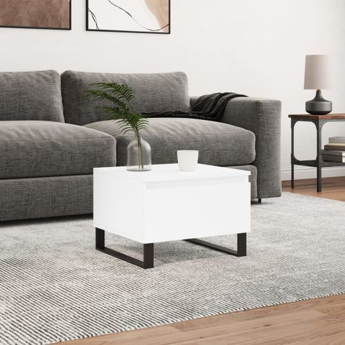 Table basse blanc 50x46x35 cm bois d'ingénierie - Photo n°2; ?>