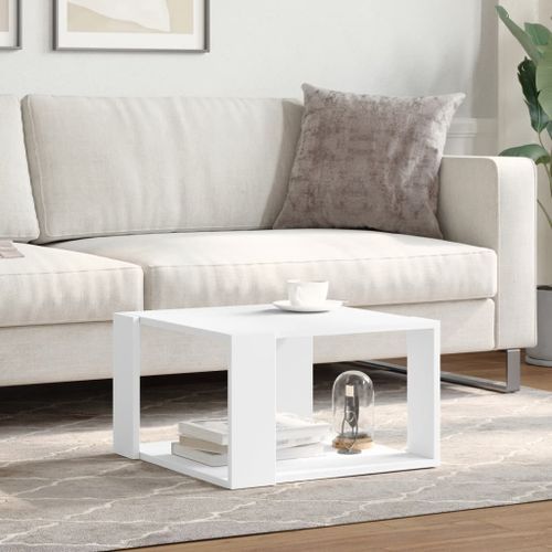 Table basse blanc 51,5x51,5x30 cm bois d'ingénierie - Photo n°3; ?>