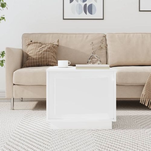 Table basse blanc 51x50x44 cm bois d'ingénierie - Photo n°2; ?>