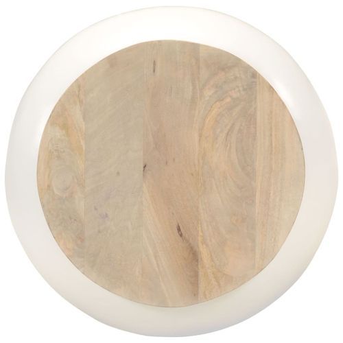 Table basse blanc 51x51x27 cm bois de manguier massif - Photo n°3; ?>