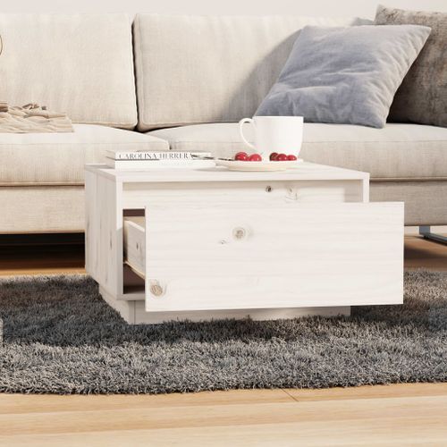 Table basse Blanc 55x56x32 cm Bois massif de pin - Photo n°3; ?>