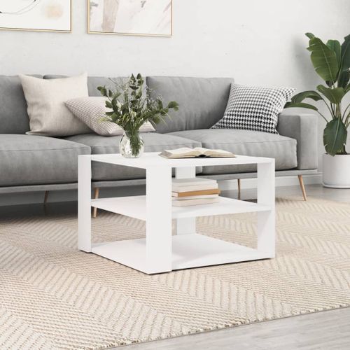 Table basse blanc 59,5x59,5x40 cm bois d'ingénierie - Photo n°2; ?>