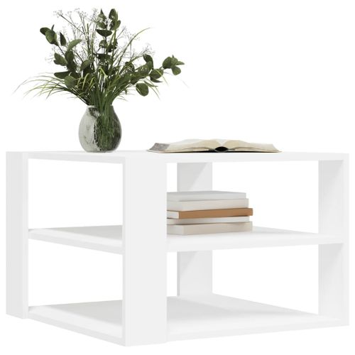 Table basse blanc 59,5x59,5x40 cm bois d'ingénierie - Photo n°3; ?>