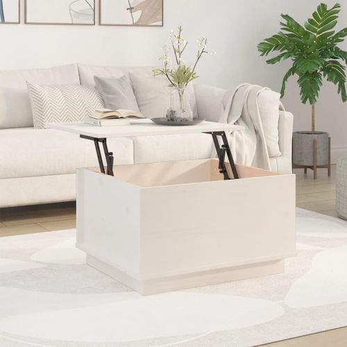 Table basse Blanc 60x50x35 cm Bois massif de pin - Photo n°3; ?>