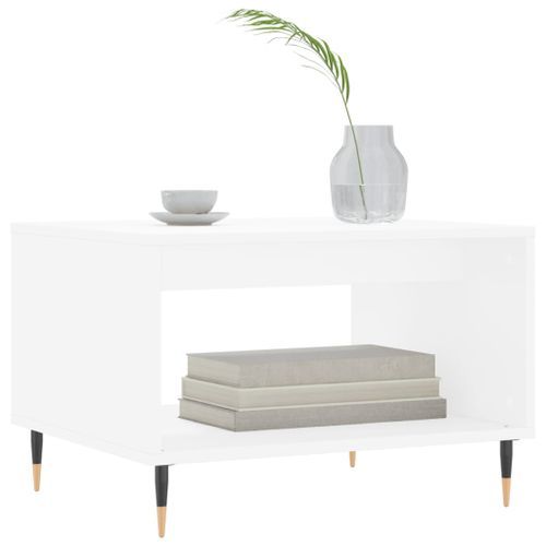 Table basse blanc 60x50x40 cm bois d'ingénierie - Photo n°3; ?>