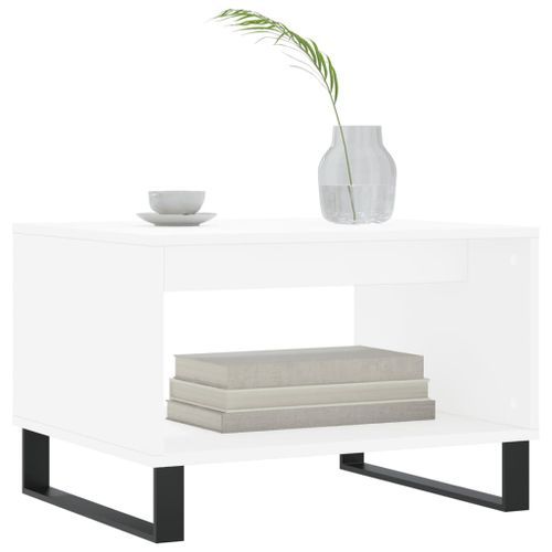 Table basse blanc 60x50x40 cm bois d'ingénierie - Photo n°3; ?>