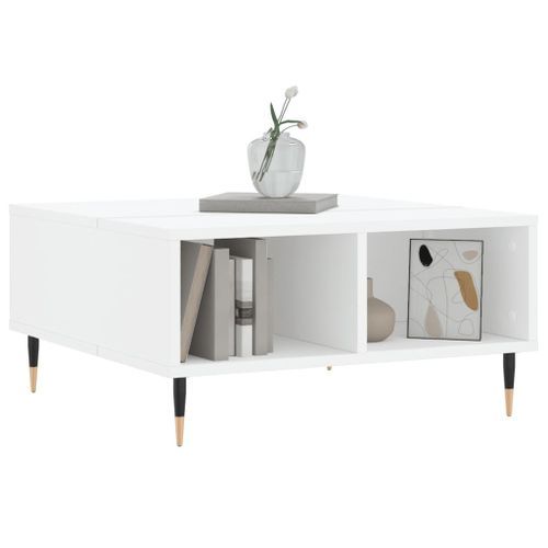 Table basse blanc 60x60x30 cm bois d'ingénierie - Photo n°3; ?>