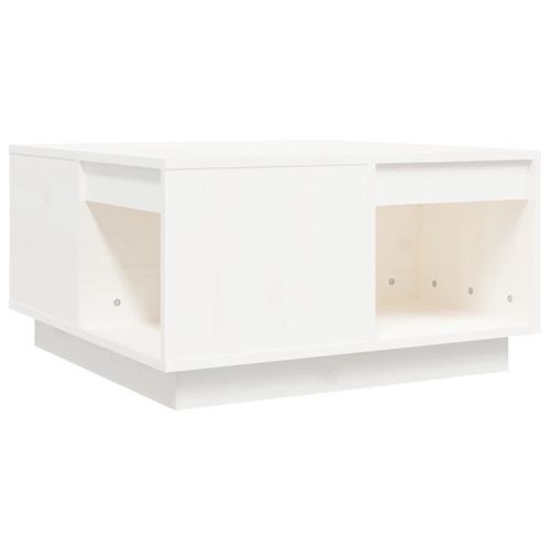 Table basse Blanc 60x61x32,5 cm Bois massif de pin - Photo n°2; ?>