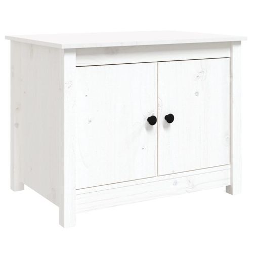 Table basse Blanc 71x49x55 cm Bois massif de pin - Photo n°2; ?>