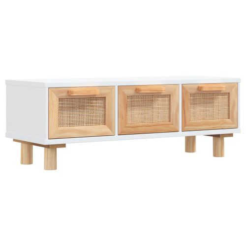 Table basse Blanc 80x40x30 cm Bois d'ingénierie et pin massif - Photo n°2; ?>