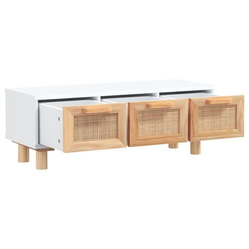 Table basse Blanc 80x40x30 cm Bois d'ingénierie et pin massif - Photo n°3; ?>