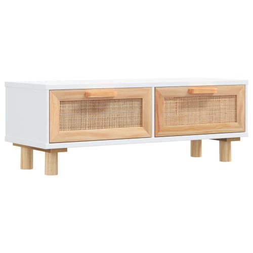 Table basse Blanc 80x40x30 cm Bois d'ingénierie et pin massif - Photo n°2; ?>