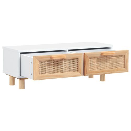 Table basse Blanc 80x40x30 cm Bois d'ingénierie et pin massif - Photo n°3; ?>