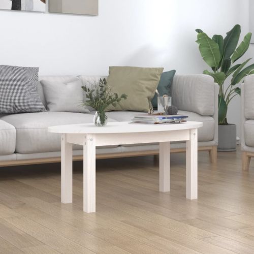 Table basse Blanc 80x40x35 cm Bois massif de pin - Photo n°2; ?>