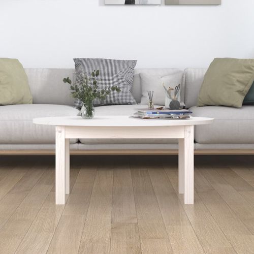 Table basse Blanc 80x40x35 cm Bois massif de pin - Photo n°3; ?>