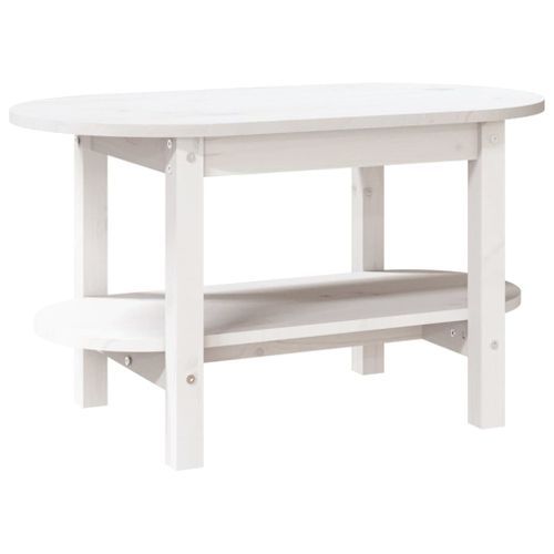 Table basse Blanc 80x45x45 cm Bois massif de pin - Photo n°2; ?>