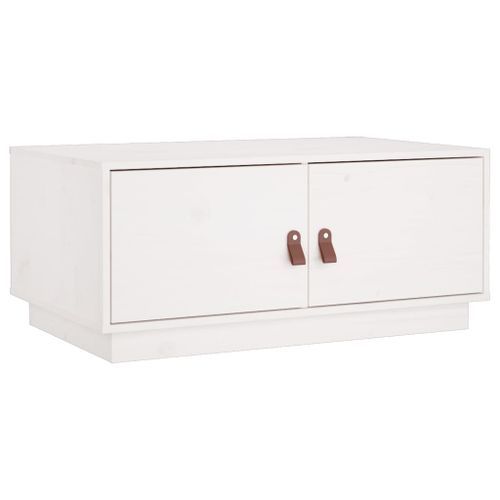 Table basse Blanc 80x50x35 cm Bois massif de pin - Photo n°2; ?>