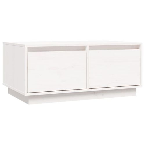 Table basse Blanc 80x50x35 cm Bois massif de pin - Photo n°2; ?>